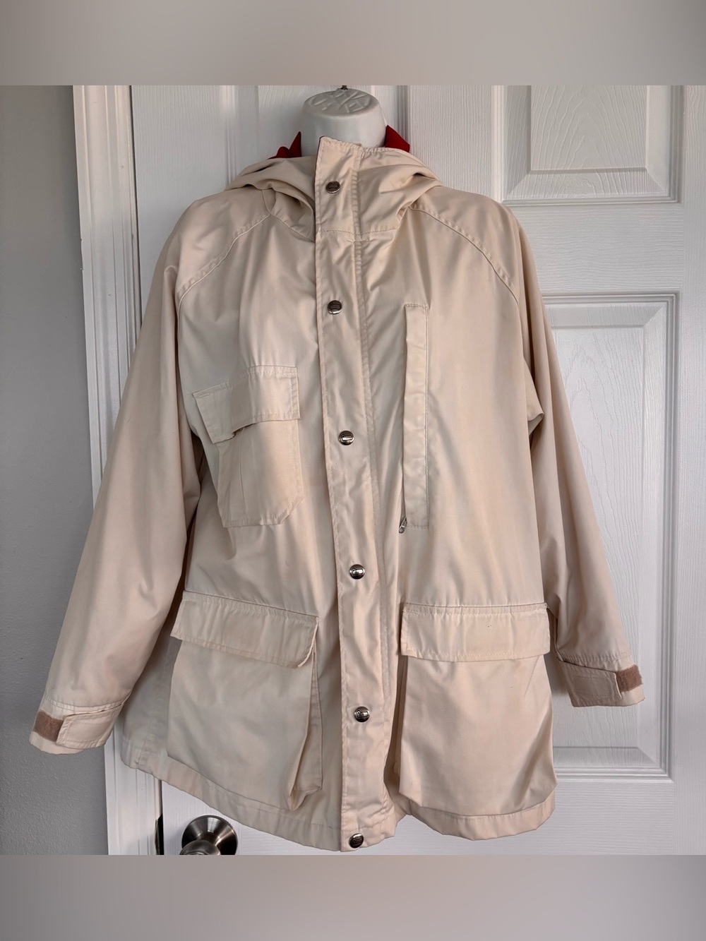 Vintage Woolrich Jacket Womens SZ Large Chore Coat Lined Cinch Waist Made In USA